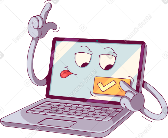 laptop with checkmark button Illustration in PNG, SVG