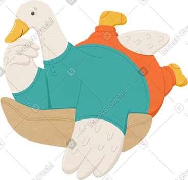 Goose lies relaxed on its stomach PNG, SVG