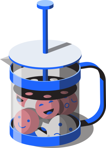Emoticons in french press coffee maker PNG, SVG