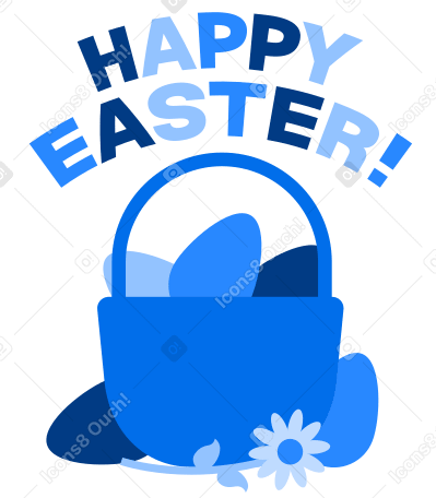 用复活节彩蛋和花在复活节快乐上写字 PNG, SVG