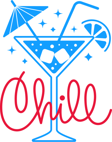lettering chill with a cocktail glass text PNG, SVG