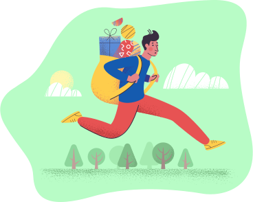 A man running with a backpack on his back PNG, SVG