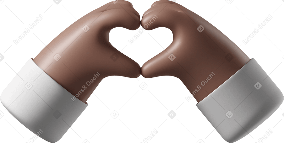 3D Brown skin hands showing a heart sign PNG, SVG