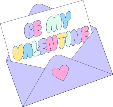 Umschlag mit blatt papier und schriftzug „be my valentine“. PNG, SVG
