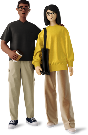 3D 眼鏡とカジュアルな服装で立っているカップル PNG、SVG