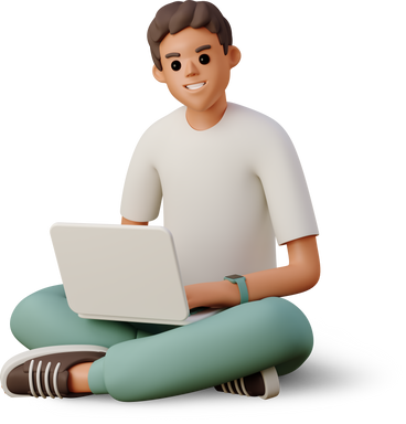 boy with laptop sitting on floor PNG, SVG