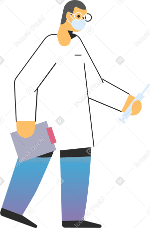 doctor with syringe and folder Illustration in PNG, SVG