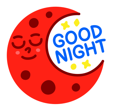 lettering sticker good night crescent yellow red text PNG, SVG