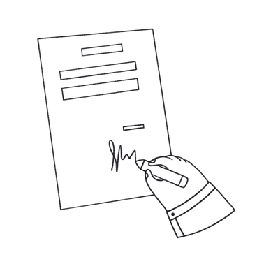 Hand signs the document PNG, SVG