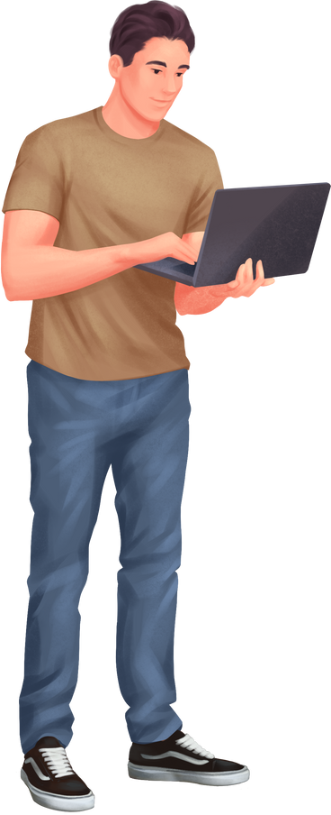 young it specialist with a laptop PNG, SVG
