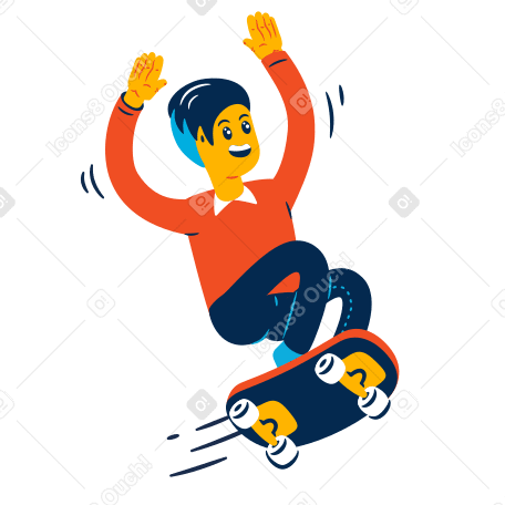 Man does a trick on a skateboard Illustration in PNG, SVG