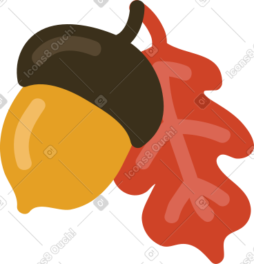 Acorn and leaf PNG, SVG