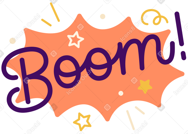 Boom di lettere! con testo di stelle ed elementi decorativi PNG, SVG