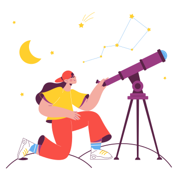 Наблюдение за звездами в телескоп в PNG, SVG