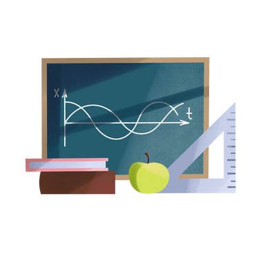 Chalk board with textbooks and ruler for math lesson PNG, SVG