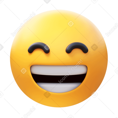 3D beaming face with smiling eyes Illustration in PNG, SVG