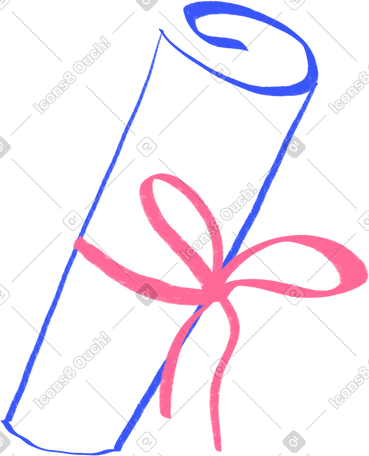 diploma with pink bow PNG, SVG