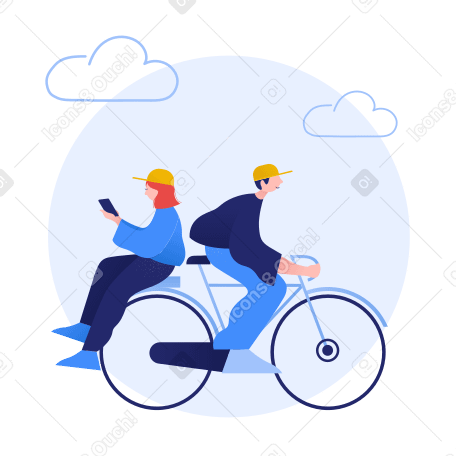Bicycle ride together Illustration in PNG, SVG