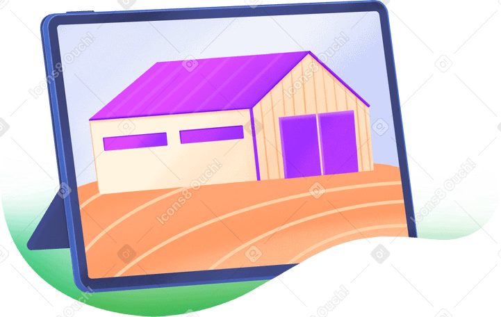 ipad with a farmhouse в PNG, SVG