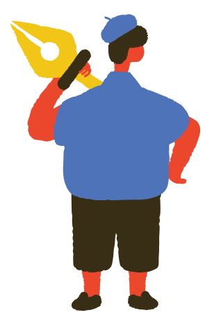 man holding pen tool Illustration in PNG, SVG