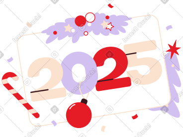 用圣诞树和糖果手杖文字写上 2025 年 PNG, SVG