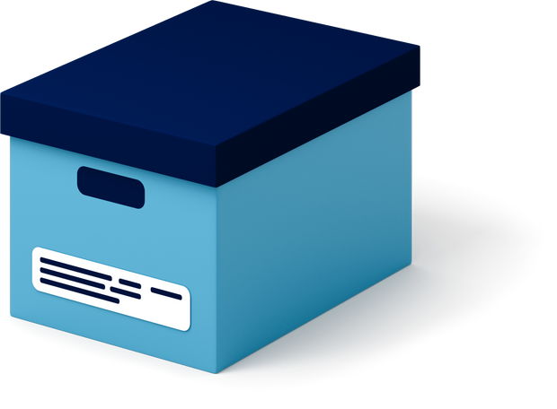 Blue archive card box Illustration in PNG, SVG
