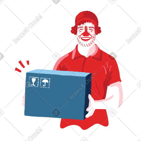 送货的男子与纸板箱 PNG, SVG