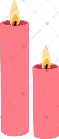 two pink burning candles PNG, SVG