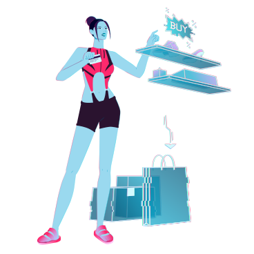 Woman shopping in an online store PNG, SVG
