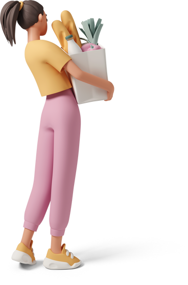 girl and grocery bag PNG, SVG