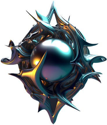 D abstract shiny metal form PNG、SVG