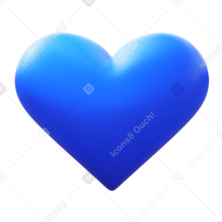 3D blue heart  в PNG, SVG