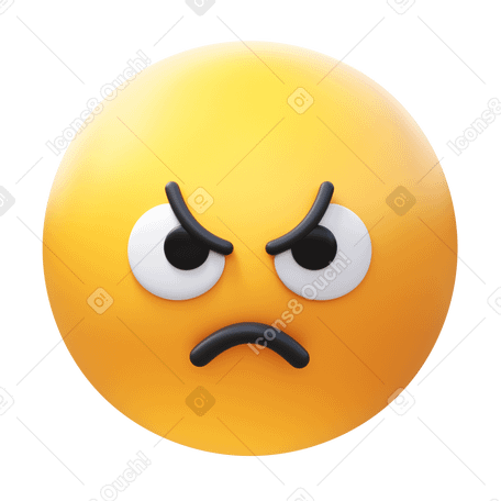 3D angry face Illustration in PNG, SVG