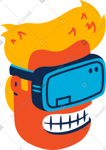 Head in a vr headset PNG, SVG