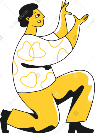 man on one knee Illustration in PNG, SVG