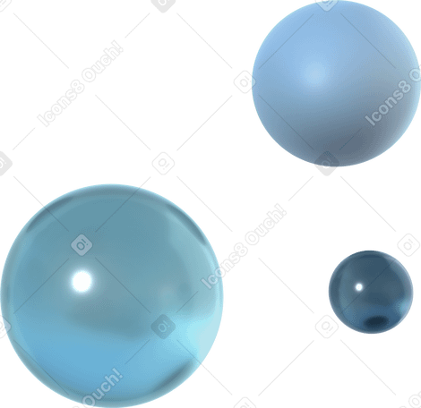 3D two glass spheres and one matt sphere PNG, SVG