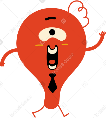 red character with one-eyed in a tie Illustration in PNG, SVG
