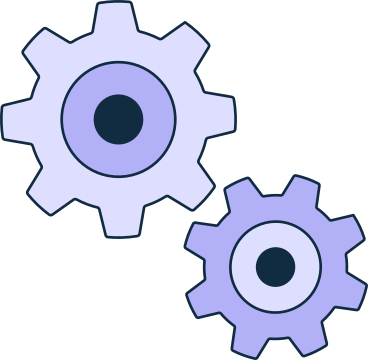 two purple gears animated illustration in GIF, Lottie (JSON), AE