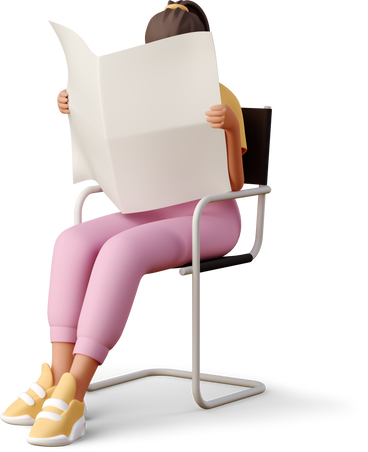 young woman with newspaper PNG、SVG