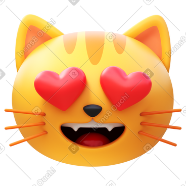 Smiling cat with heart eyes PNG, SVG