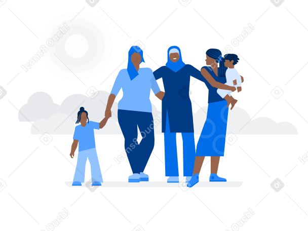 African Mothers with kids together Illustration in PNG, SVG