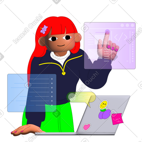 Female developer coding with laptop PNG, SVG