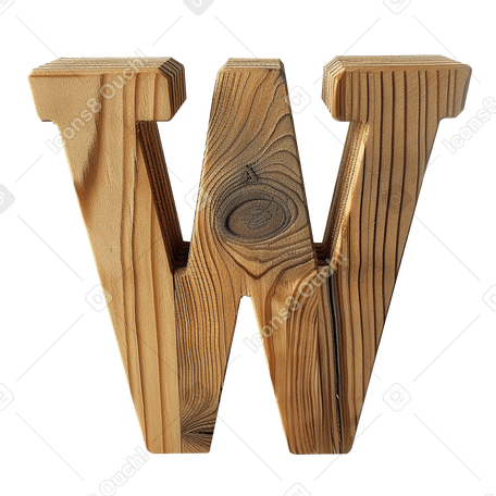Деревянная буква w в PNG, SVG