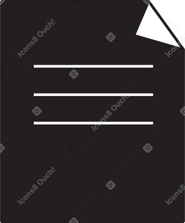 sheet of paper with text and curled corner Illustration in PNG, SVG