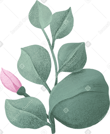 green twig with pale pink flower PNG、SVG