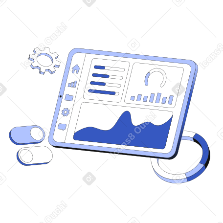 Dashboard with user interface elements Illustration in PNG, SVG