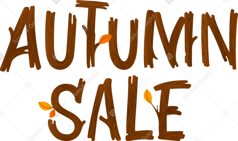 lettering autumn sale wood texture Illustration in PNG, SVG