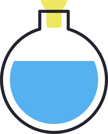round flask with blue liquid PNG, SVG