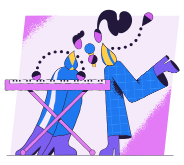 Woman singing with man playing synthesizer PNG, SVG