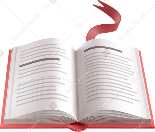 3D red opened book Illustration in PNG, SVG